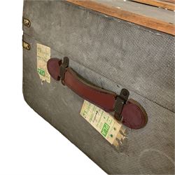 20th century wooden bound trunk 