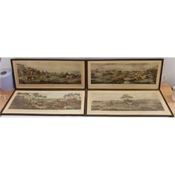 After Dean Wolstenholme Snr (British 1757-1837): 'Fox Hunting', set four coloured aquatints engraved by Sutherland 26cm x 71cm (4)