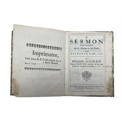 William Lloyd, Dean of Bangor-A Sermon preached at St Martins in the Fields on November 5th 1678, printed by T.N. for Henry Brome1679, thirty three pages, rebound