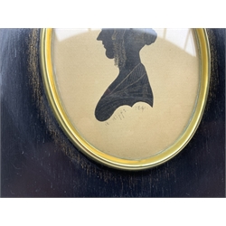 R Kipps - Pair of 19th century silhouette profile portraits of a lady and gentleman with gilt highlights each signed and dated 1841 and in ebonised frames, image size 10cm x 7cm 