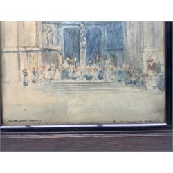 Victor Noble Rainbird (British 1887-1936): 'Rouen' Cathedral and Cathédrale Notre-Dame d'Amiens, pair watercolours signed and indistinctly titled 35cm x 25cm (2)