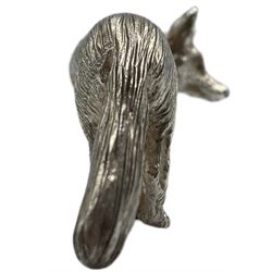 Three novelty silver animals modelled as a badger and two foxes by Sarah Jones, the badger dated 1990, leaping fox 1996 L7.5cm and 1994 (3)