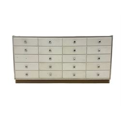 Haberdashery cabinet, the glazed display top and front, fitted with twenty drawers