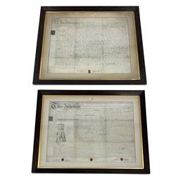 Early 19th Century indenture relating to the Pontifex family of Shoe Lane in the City of London incorporating a plan of the shop premises in Shoe Lane 1830 60cm x 80cm and another relating to the same family 1794