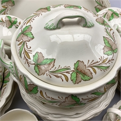  Royal Doulton Hereford pattern service comprising five dinner plates, four large bowls, six soup bowls, three tureens, eleven saucers, sauce boats etc  