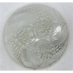 Rene Lalique 'Veronique' shallow glass bowl, moulded with three veronique flowers, the base of each stalk forming the feet, moulded signature 'R. Lalique France', D22cm