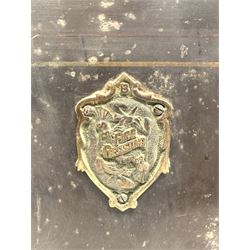 Vintage 'Fire resisting' safe, with stencilled gilt painted detail and one drawer to interior W49cm