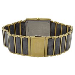 Rado Diastar black ceramic and gold-plated quartz wristwatch, Ref. 160.0282.3, boxed with warranty card dated 2007