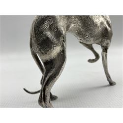 Silver model of a standing greyhound H12cm x L11cm London 1970 26oz