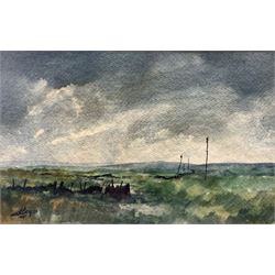 Ashley Jackson (Yorkshire 1940-): Moorland Landscape, watercolour signed and dated '83 together with a print after the artist signed by Roy Mason M.P. and the artist max 28cm x 41cm (2)