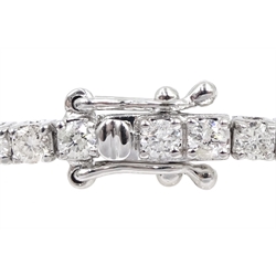 White gold round brilliant cut diamond line bracelet, stamped 18K, total diamond weight approx 2.65 carat