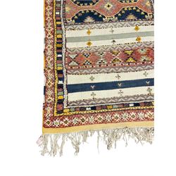 Turkish flat weave and knotted rug, decorated with geometric patterns and motifs