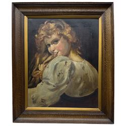 M R Craig (British 19th/20th century): Portrait of Girl Looking over Shoulder, oil on canvas signed and dated 1909, 49cm x 39cm