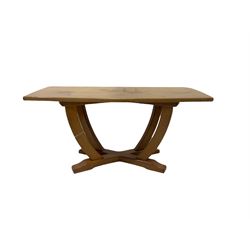 Seahorseman oak coffee table, the rectangular top raised on square chaped supports W92cm, H43cm, D43cm