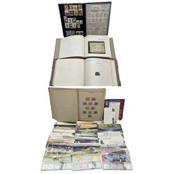 Great British and World stamps, including Queen Elizabeth II mint stamps mostly in presentation packs, face value of usable postage in excess of 100 GBP, Germany, Cuba, Romania, Poland etc, housed in various albums and loose, in one box