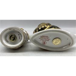 Two Royal Crown Derby paperweights comprising The Australian Collection 'Koala and Baby' designed by John Ablitt dated 1999 and 'Garden Snail' Limited Edition of 4,500 no. 1,233, dated 1999 (2)