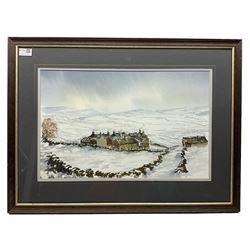 English School (20th century): Snowy Landscape, watercolour indistinctly signed 33cm x 52cm