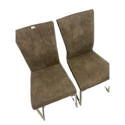 Barker and Stonehouse - set five dining chairs upholstered in faux suede, raised on a metal framed support