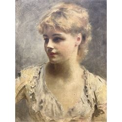 Gustave Jean Jacquet (French 1846-1909): Bust Length Portrait of a Lady, oil on panel signed 32cm x 23cm