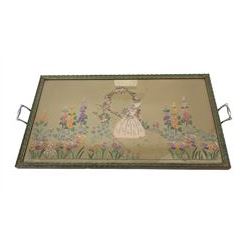 Eastern design wall mirroe and an embroidered tray