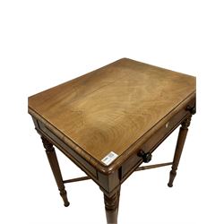 Regency mahogany work table with ivory escutcheon