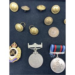 George VI India General Service medal with North West Frontier 1936-7 bar to RFM Narbahadur Thapa 1650  1-2 Gurkha Rifles, WWI Royal Engineers enamel brooch, Louis- Napoleon valeur et discipline medal 1870, military buttons etc etc
