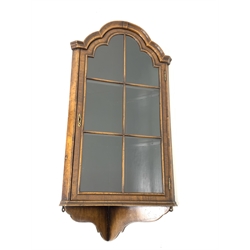 Georgian style walnut corner cabinet, triple arched moulded top above single astragal glazed door, interior fitted with two shelves, W53cm, H110cm