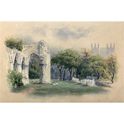 George Fall (British 1845-1925): St Mary's Abbey York, watercolour signed 13cm x 19cm