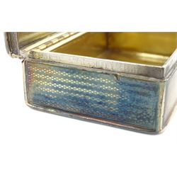 George IV silver rectangular snuff box, the hinged lid engraved with a hunting scene (worn), with raised border and gilded interior 8cm x 5cm London 1827 Maker John Jones III 5oz  Provenance:  3rd Earl of Feversham