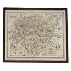 After Estra Clark (British 1904-1993): 'Historic York', map pub. Ben Johnson & Co, York 1947, 37cm x 45cm