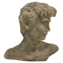 Large cast stone bust of David