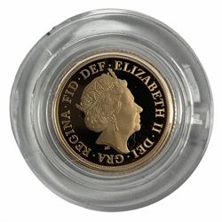Queen Elizabeth II 2021 gold proof half Sovereign coin, cased with certificate