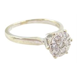 White gold round brilliant cut diamond cluster ring, hallmarked 9ct, total diamond weight 0.25 carat