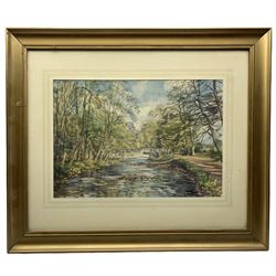 Florence Raingill Walker (British 20th century): River Scene, watercolour signed 26cm x 38cm
