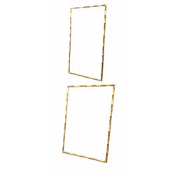 20th century wall mirror in a gilt simulated bamboo frame (46cm x 86cm) and another similar (49cm x 71cm) 