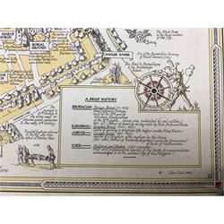After Estra Clark (British 1904-1993): 'Historic York', First Edition colour map pub. Ben Johnson & Co, York 1947, 37cm x 46cm