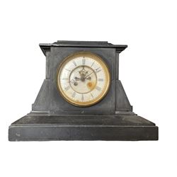 19th century - large Belgium slate mantle clock with visible escapement