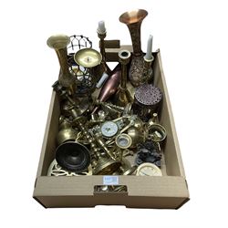 Quantity of brass and other metal wares in one box