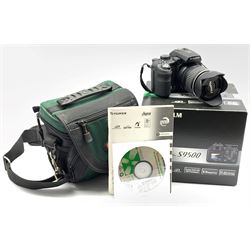 Fujifilm FinePix S9500 digital camera, boxed with owner's manual, untested and a Lowepro soft carry bag