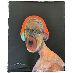 Roland-Henrich Gotschik (German/Romanian 1960-): 'The Scream', acrylic on canvas signed 134cm x 107cm (unframed) 