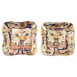 Pair of early 19th century Coalort 'Admiral Nelson' pattern square dishes, circa 1810, W20.5cm (2)