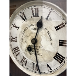 Early 20th century clocking in clock, white enamel dial inscribed 'The Gledhill-Brook time recorder', fusee movement, in oak case