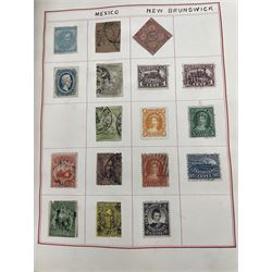Great British and World stamps, including Queen Victoria penny black with red MX cancel, 1840 two pence blue with cancel, Austria, Belgium, Denmark, France, Greece, Portugal, Spain, New Zealand, Germany France etc, many of the stamps in this lot are glued directly to the album pages, housed in two albums