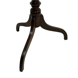 George III mahogany tripod table, square tilt-top with rounded corners, on turned stem with three out-splayed supports
Provenance: From the Estate of the late Dowager Lady St Oswald