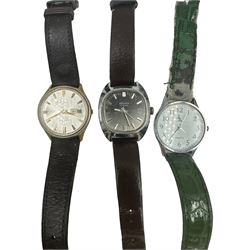Collection of wristwatches including Seiko Sportsmatic automatic, four other Seiko automatic's, Sekonda, pocket watch and chains