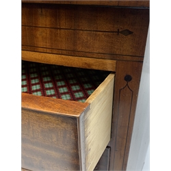 Early 19th century mahogany bow front chest, four long drawers, on turned feet, W106cm, H105cm, D58cm