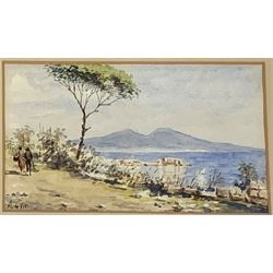 A de Viti (European 20th century): Mediterranean Landscape, watercolour signed together with three oils on canvas max 28cm x 38cm (4)