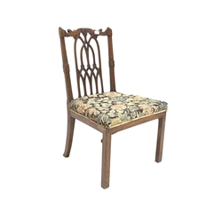 Georgian mahogany dining chair, with carved cresting rail over gothic arched splat, upholstered seat, raised on square chamfered supports, W56cm