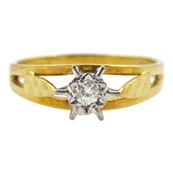 Gold single stone round brilliant cut diamond ring, stamped 18ct