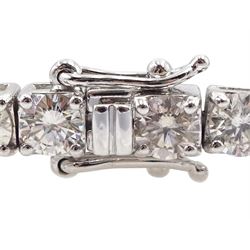 18ct white gold round brilliant cut diamond line bracelet, stamped 18K, total diamond weight approx 10.75 carat